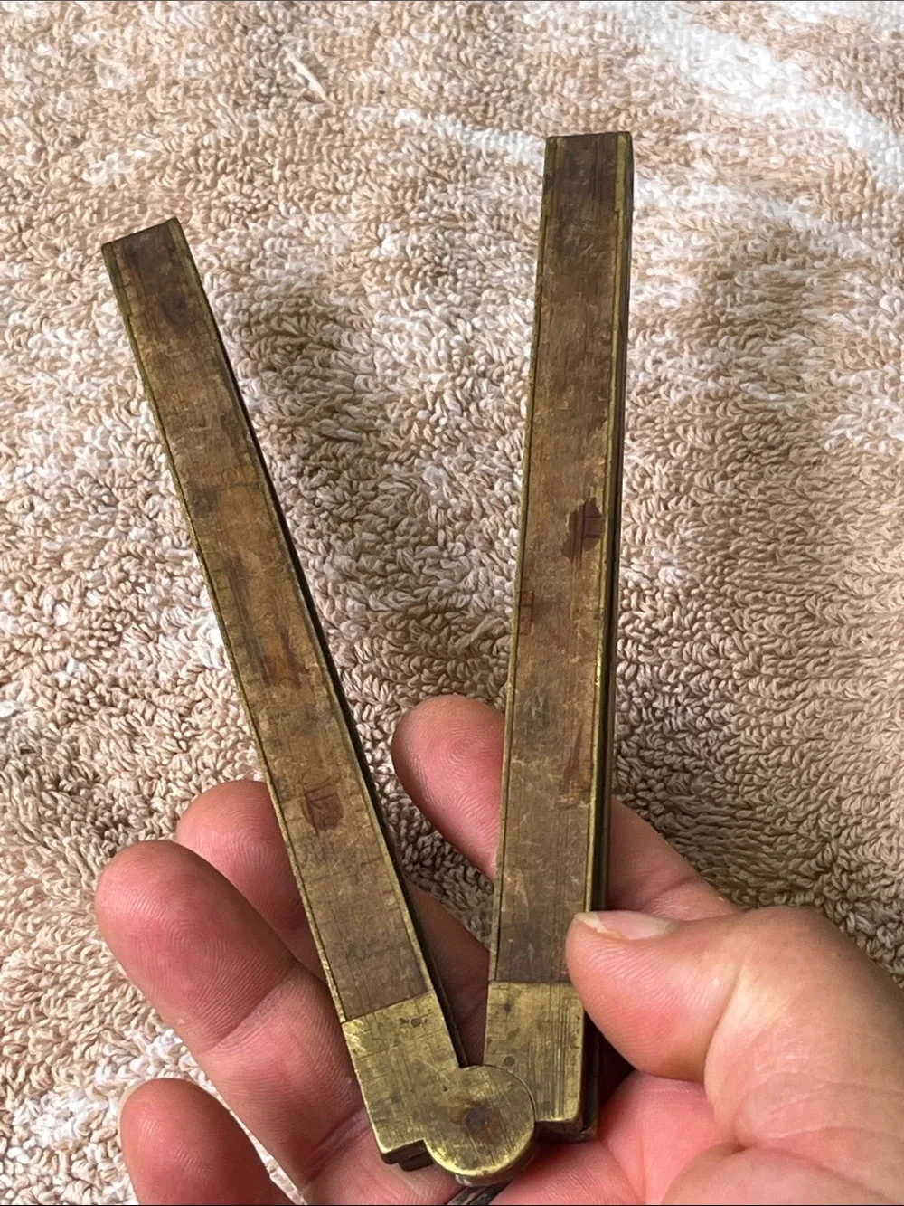 Classic Folding Brass Ruler in Brown – Compact Home Office Tool